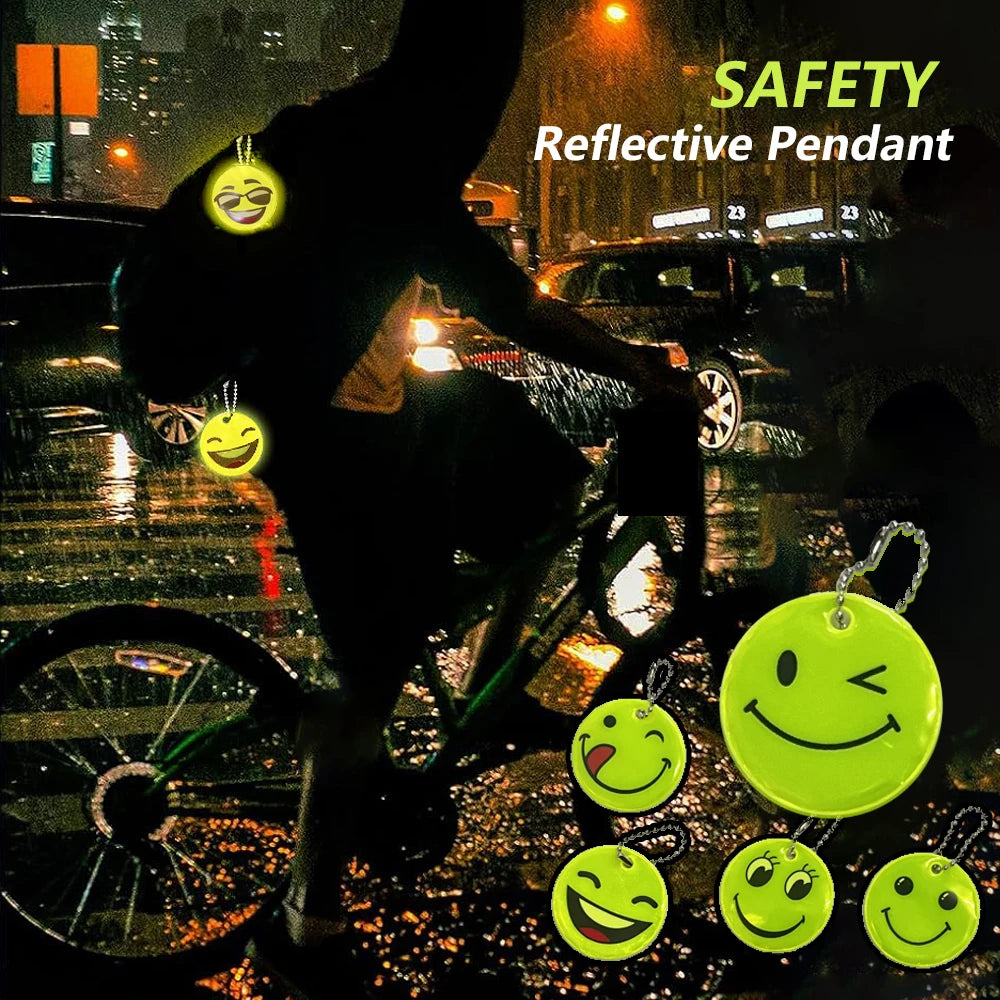 10PCS Reflective Smile Face Pendants