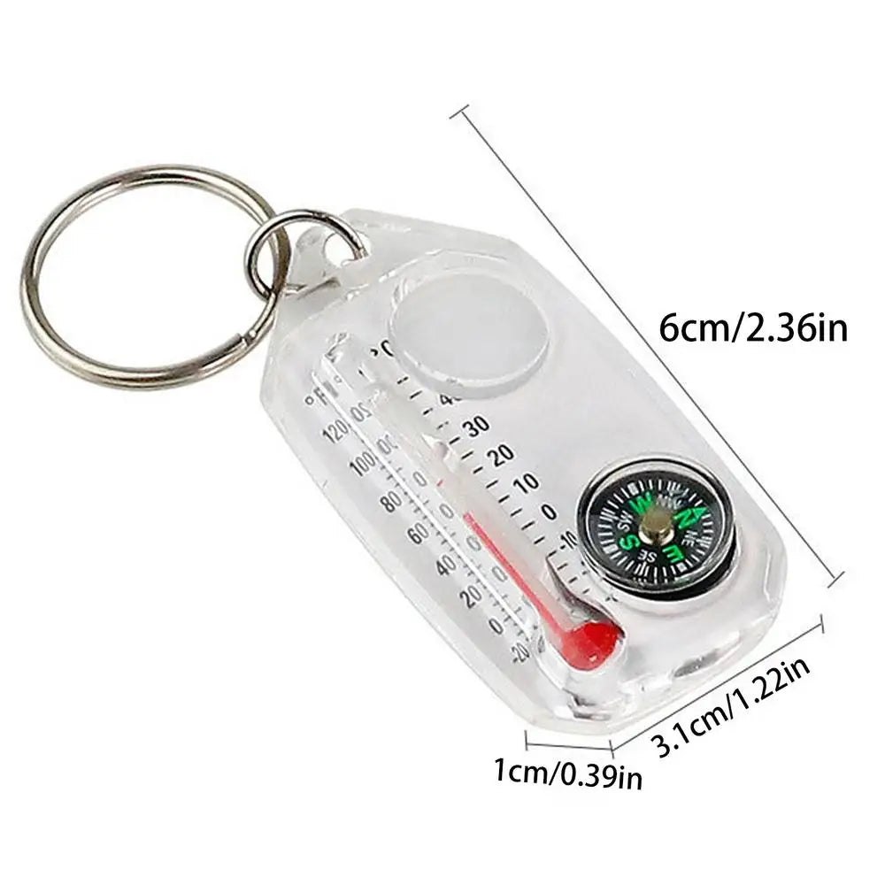 Mini Compass Thermometer Keychain