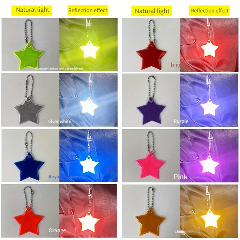 10PCS Reflective Colorful Stars Pendants