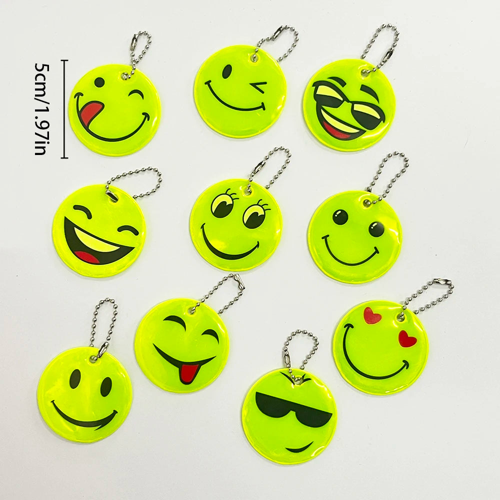 10PCS Reflective Smile Face Pendants