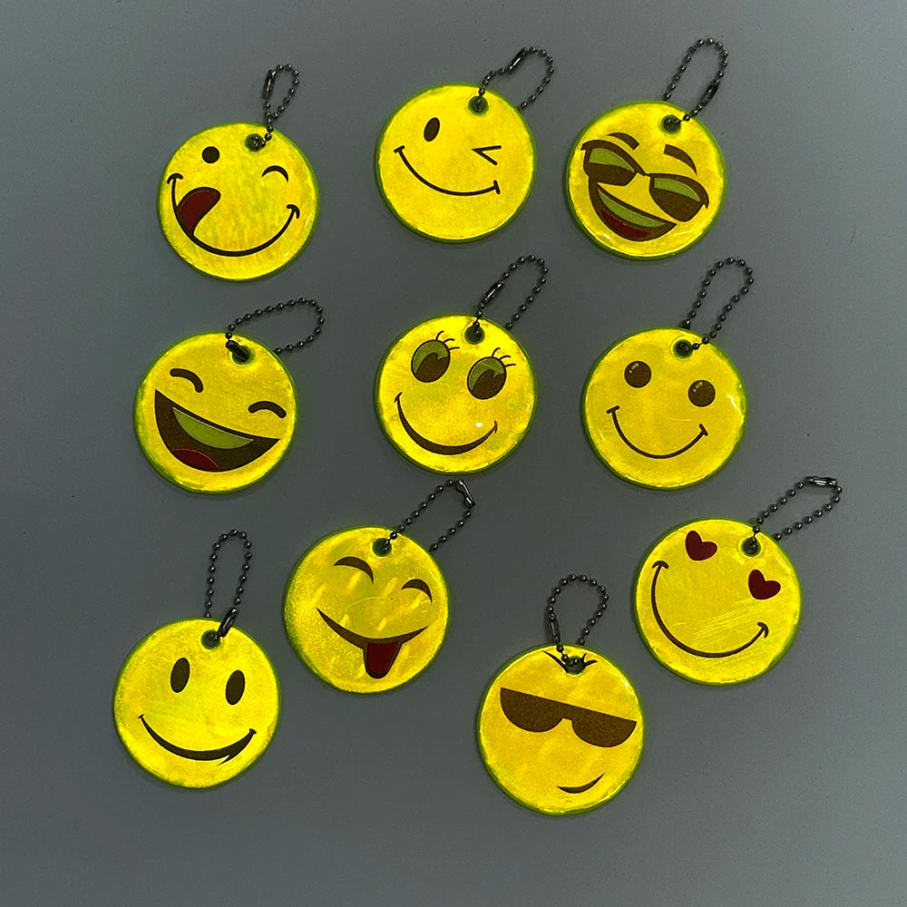 10PCS Reflective Smile Face Pendants