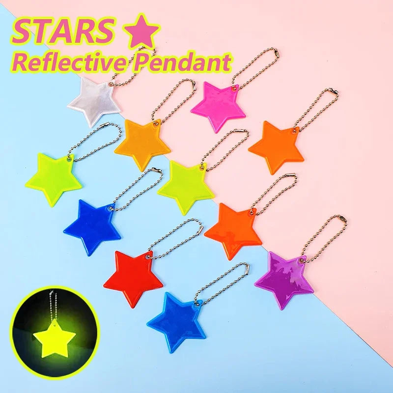 10PCS Reflective Colorful Stars Pendants
