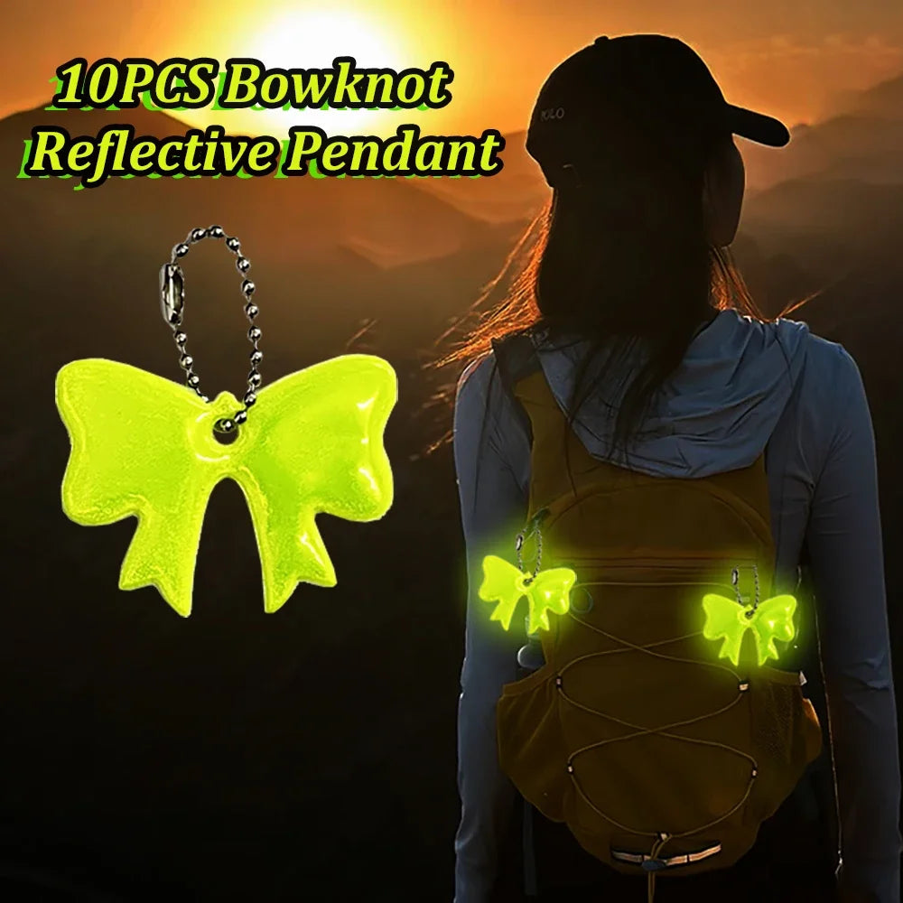 10PCS Reflective Bowknot Pendants