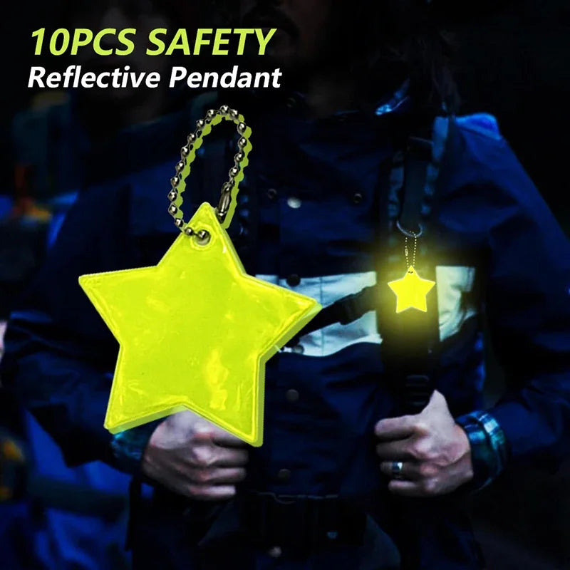 10PCS Reflective Colorful Stars Pendants