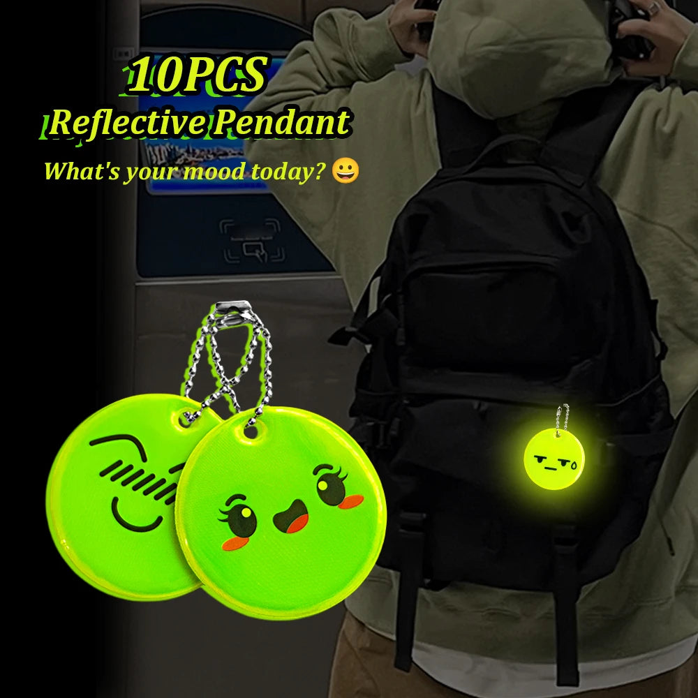 10PCS Reflective Funny Expression Pendants