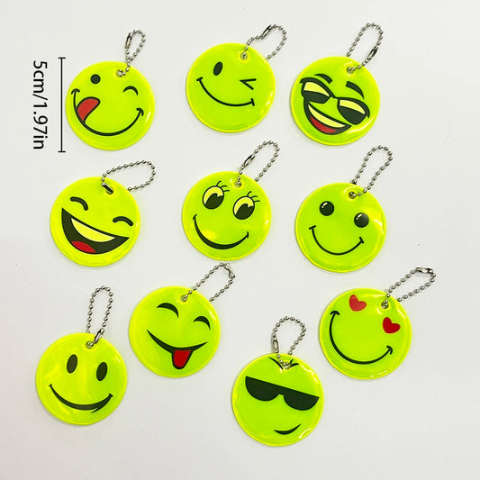 10PCS Reflective Smile Face Pendants