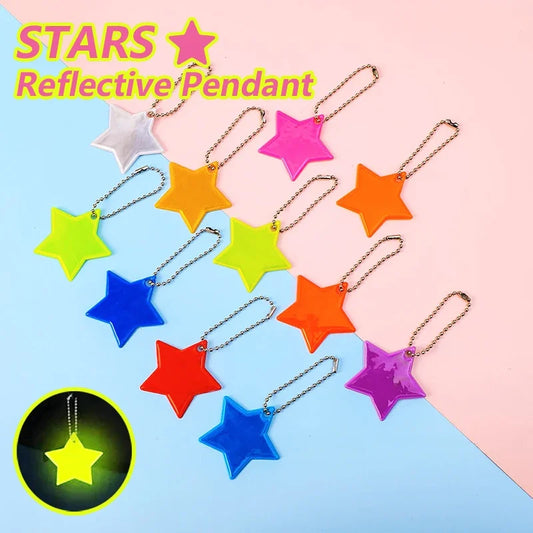 10PCS Reflective Colorful Stars Pendants