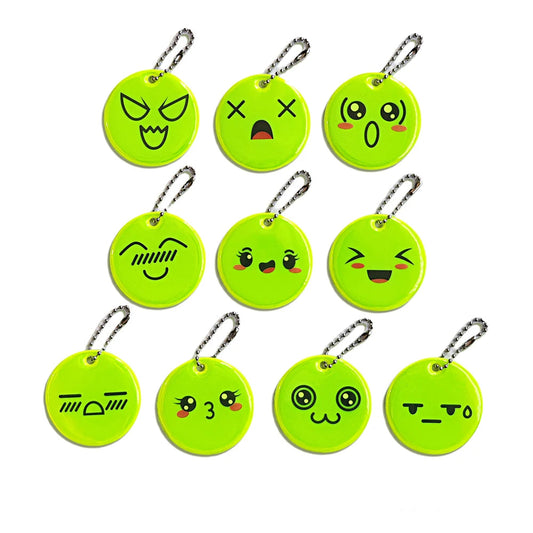 10PCS Reflective Funny Expression Pendants