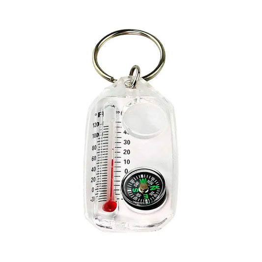 Mini Compass Thermometer Keychain